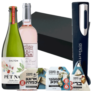 מארז יין גבינות ופותחן חשמלי