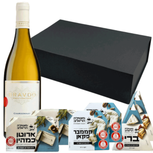 מארז גבינות ויין שרדונה מארז שקד