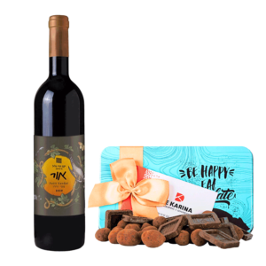 מארז משלוח מנות לפורים, יין אדום ושוקולד מריר