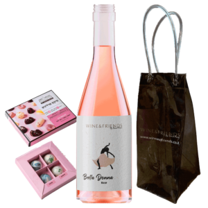 מארז יין יום האהבה רוזה וטראפלס שוקולד